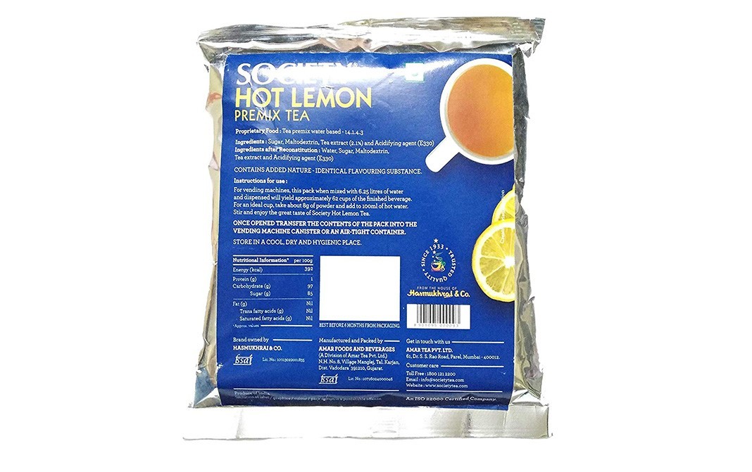 Society Hot Lemon Premix Tea   Pack  1 kilogram